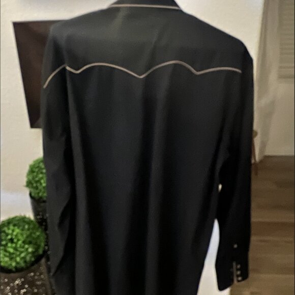 Vintage Larry Mahan Cowboy Collection Mens Large Brass Snap Western Shirt XL - Picture 2 of 9